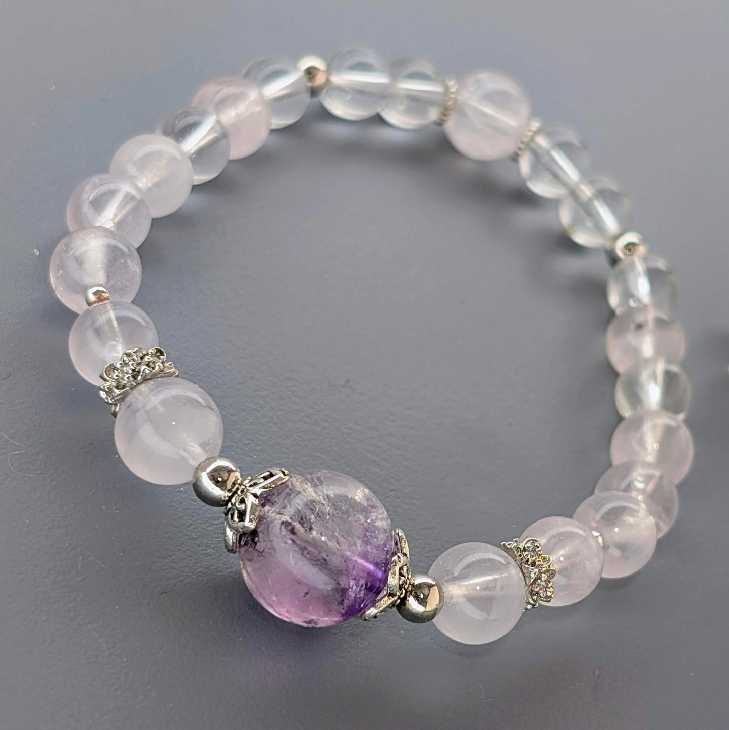 Celestial Heart Bloom | Amethyst Super 7 & Rose Quartz Bracelet