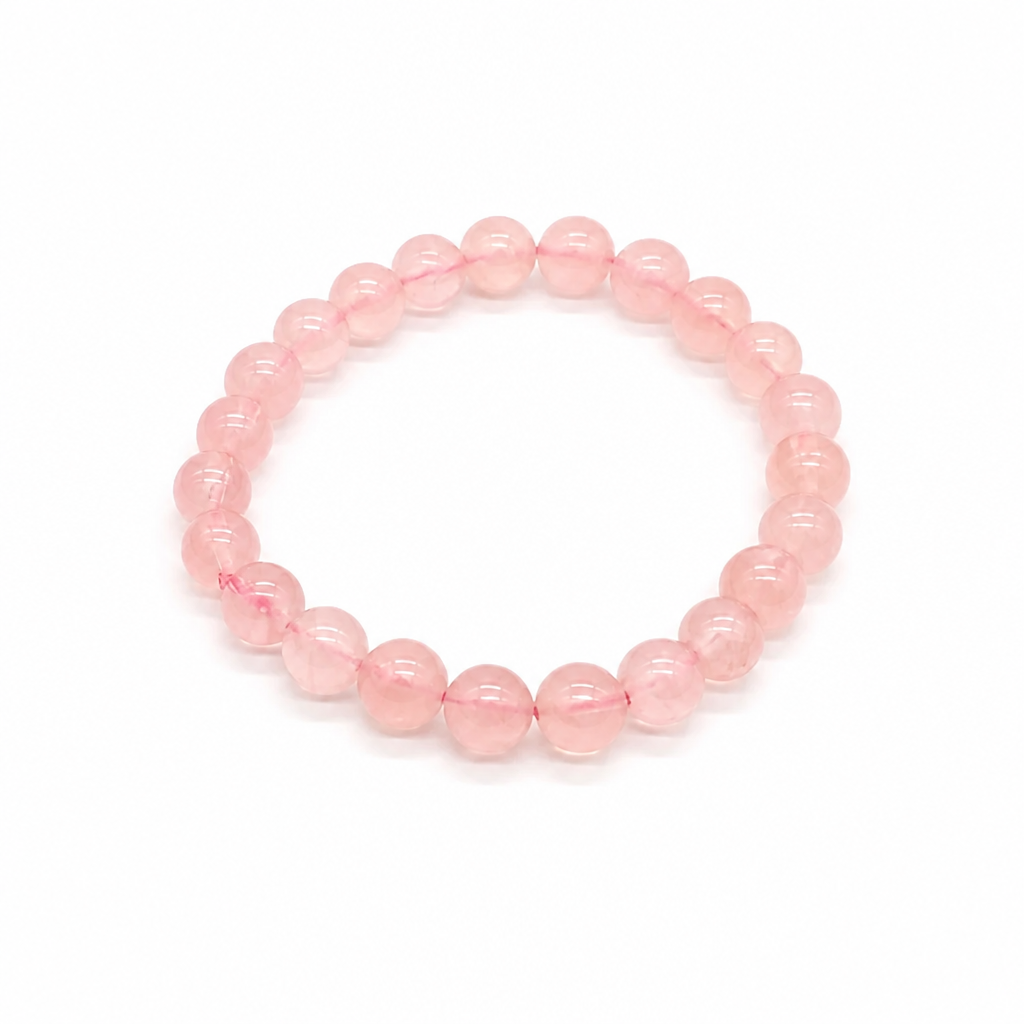 Handmade Mozambique rose quartz bracelet by Aura Lune