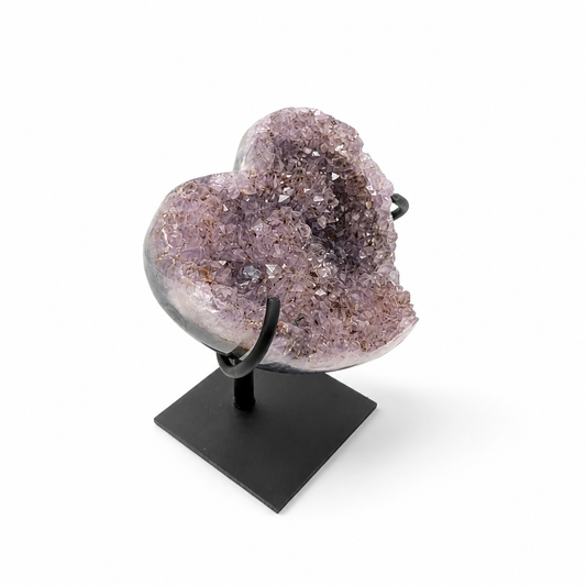 Brazilian Amethyst cluster showing sugary druzy surface catching light