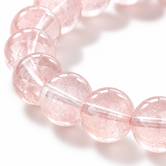 Madagascar Rose Quartz bracelet 7mm delicate beads showing warm soft pink tone for layering