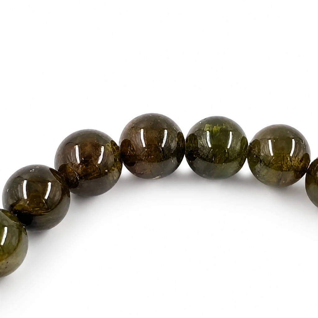 Handmade natural green tourmaline verdelite pure crystal bracelet by Aura Lune