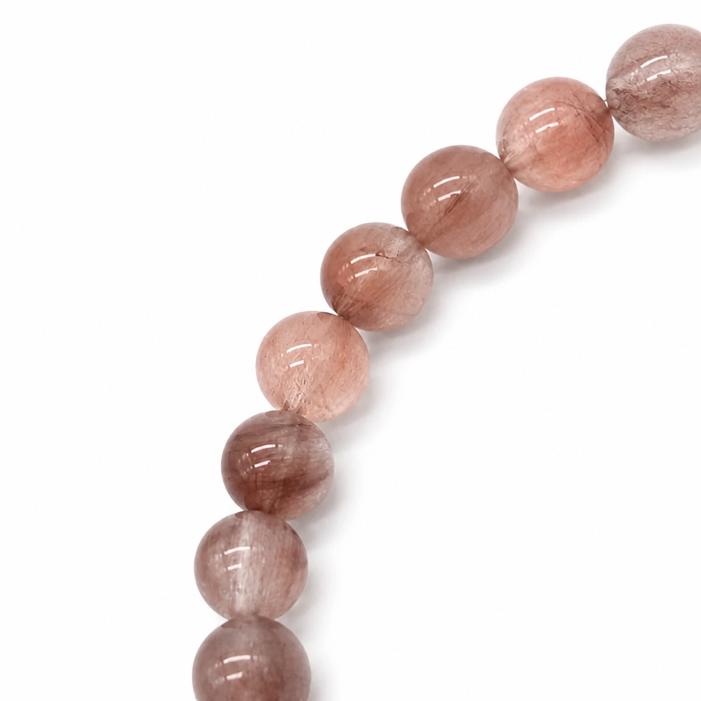 Handmade red rabbit hair quartz bracelet by Aura Lune