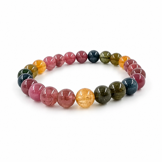 Close-up of natural colour zoning in large rainbow tourmaline beads