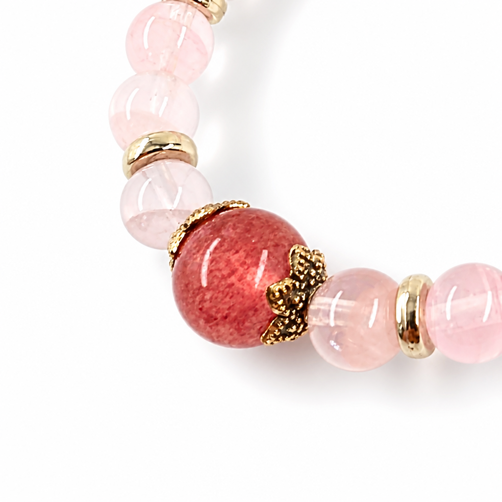 Heart Blossom crystal bracelet flat-lay detail on white