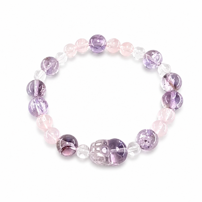 Hand-carved Amethyst Pixiu focal charm, close-up detail