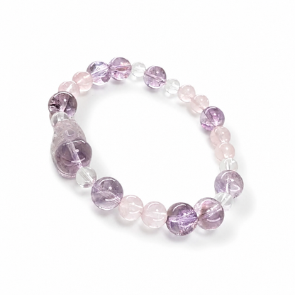 Blush Rose Quartz beads, natural pink detail view