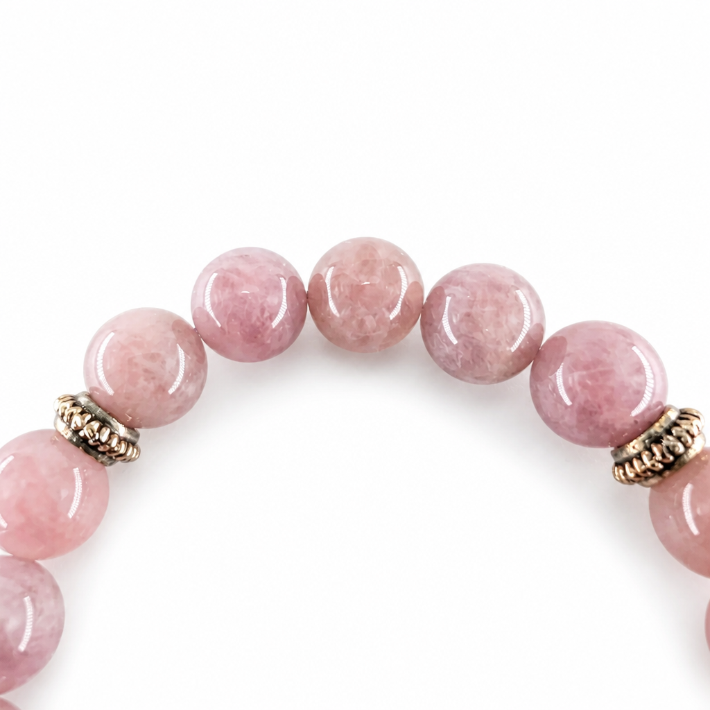 Misty lavender-pink quartz beads showing translucency