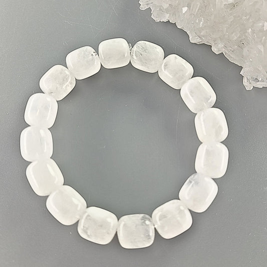 Natural Garden White Crystal Barrel Bracelet - Purity & Vitality