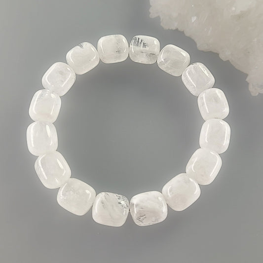 Natural Garden White Crystal Barrel Bracelet - Purity & Vitality