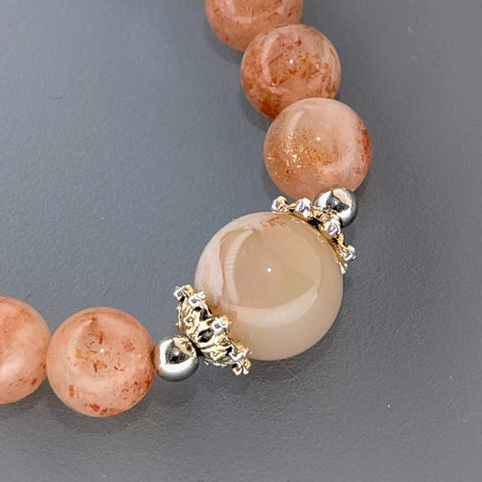 Radiant Bloom | Sunstone & Flower Agate Bracelet