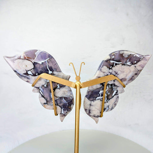 Indigo Bloom | Celestial Blue Flower Agate Butterfly