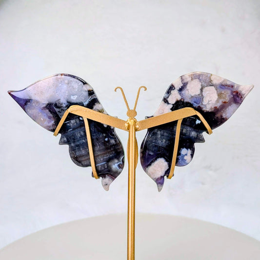 Ethereal Rebirth | Blue Flower Agate Butterfly Specimen
