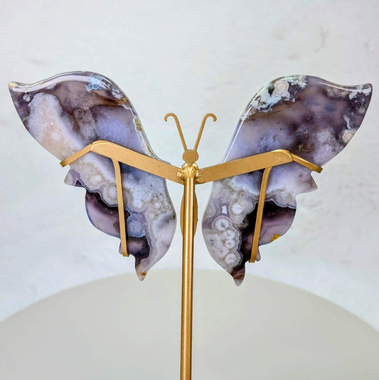 Azure Metamorphosis | Blue Flower Agate Butterfly Specimen