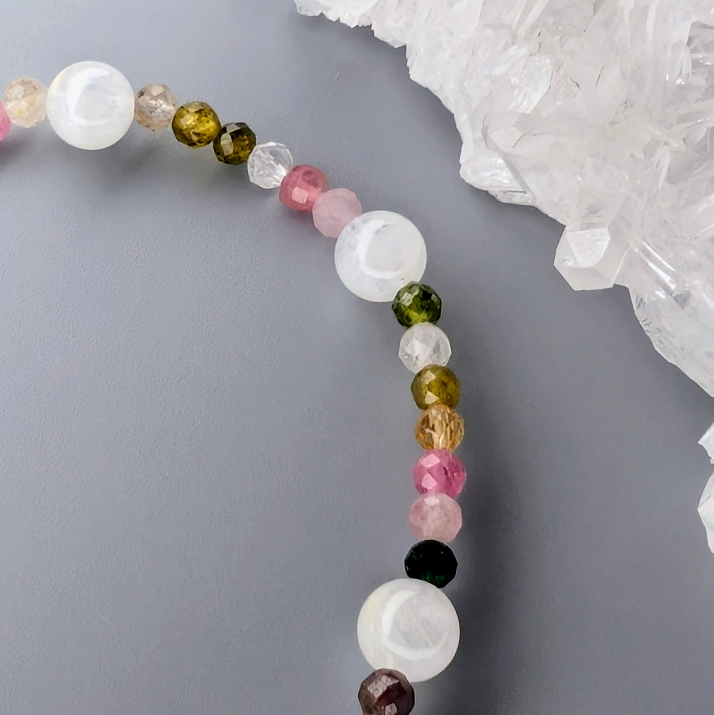 Prismatic Moonlight | Rainbow Tourmaline & Madagascar Moonstone Bracelet