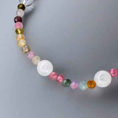 Prismatic Moonlight | Rainbow Tourmaline & Madagascar Moonstone Bracelet