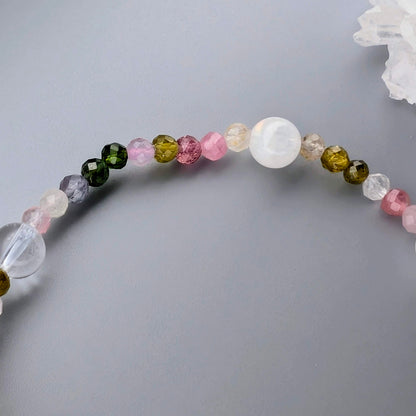 Prismatic Moonlight | Rainbow Tourmaline & Madagascar Moonstone Bracelet