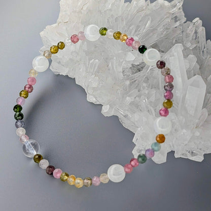 Prismatic Moonlight | Rainbow Tourmaline & Madagascar Moonstone Bracelet
