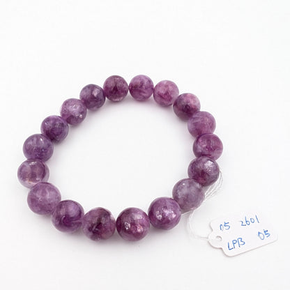 Purple lepidolite bracelet with silvery mica shimmer by AuraLune Crystal