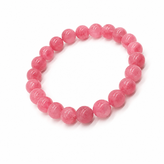 High-grade rhodonite bracelet in deep pink and black beads