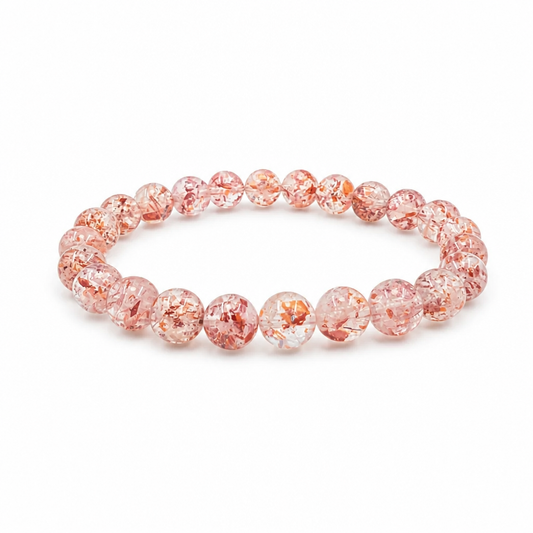 Strawberry Super 7 bracelet with red lepidocrocite in clear quartz