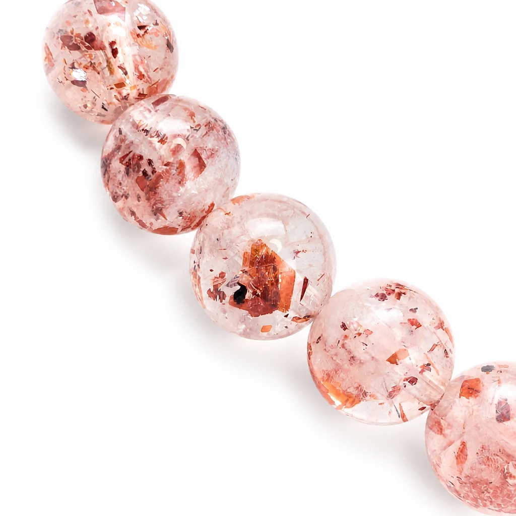Collector-grade Strawberry Super 7 beads on elastic cord