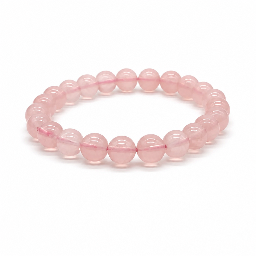 Mozambique rose quartz bracelet in deep pink 8mm beads
