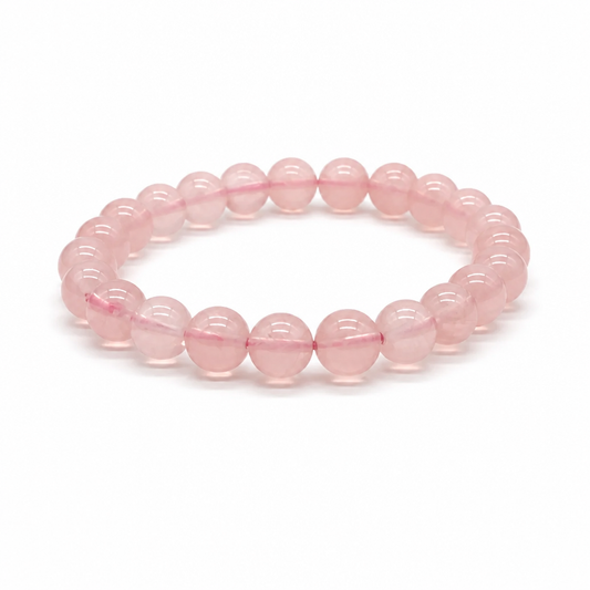 Mozambique rose quartz bracelet in deep pink 8mm beads