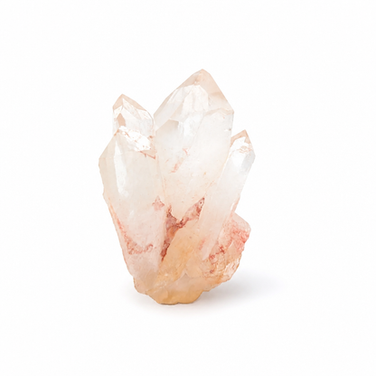 Detail of water-clear quartz points with pale pink Samadhi colouration