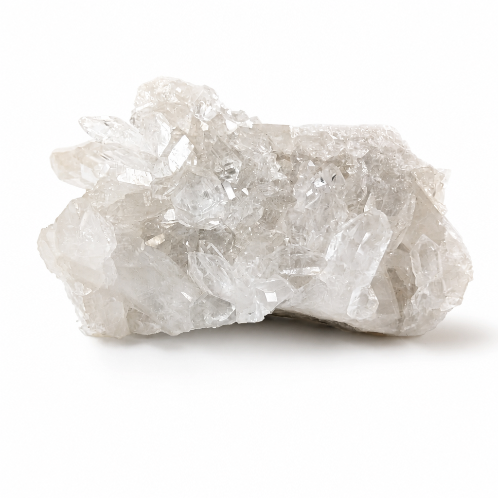 Natural Clear Quartz cluster specimen by Aura Lune for shelf or desk display