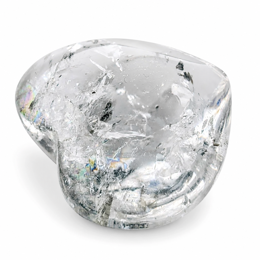 Side profile of the mirror-polished clear quartz heart specimen