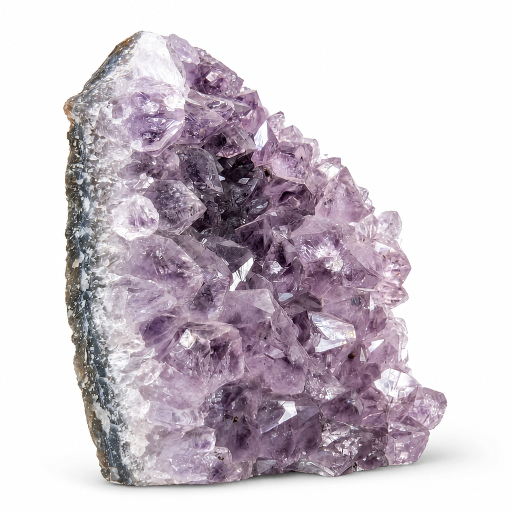 Violet phantom shadow visible inside the peak formation of the amethyst spire