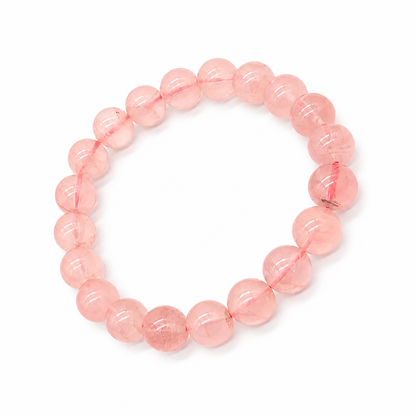Translucent rose quartz bead lit from within