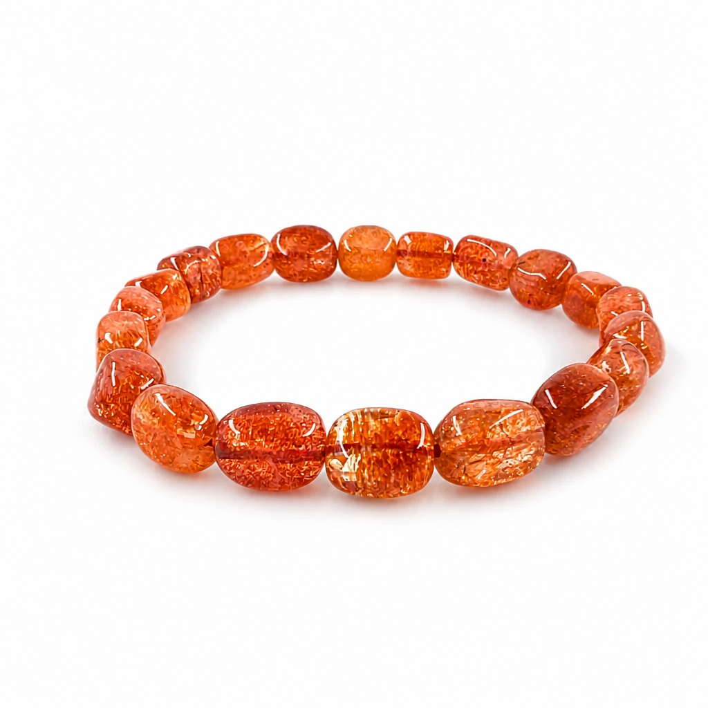 Sunstone bracelet with warm copper aventurescence shimmer