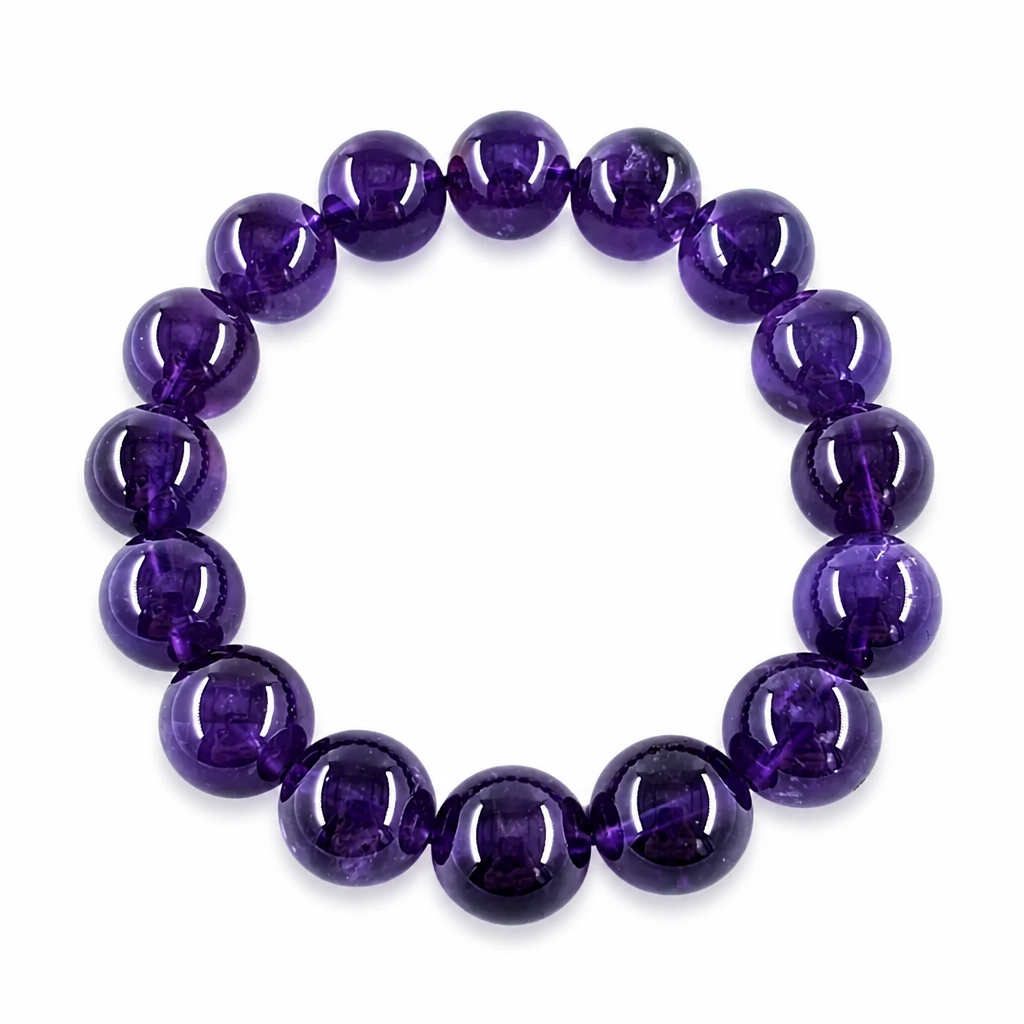 Deep purple amethyst statement beads on white