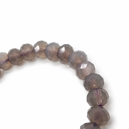 Rich amethyst-purple chalcedony beads detail