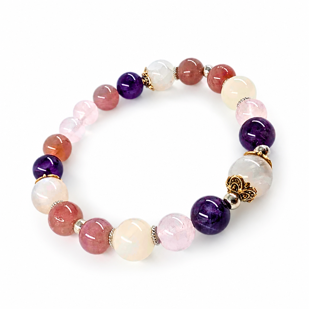 AAA Labradorite beaded bracelet full circle on white background
