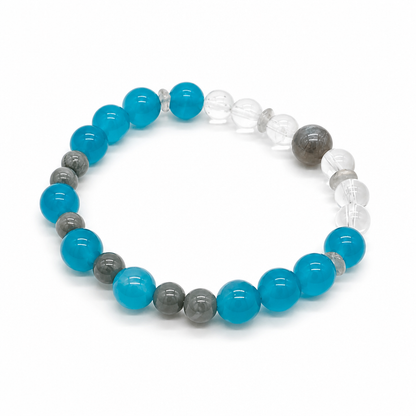 Handmade Amazonite nephrite jade Labradorite multi-stone designer crystal bracelet by Aura Lune