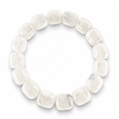 Garden Quartz bracelet Style A with 11mm barrel lodolite beads showing mossy green and iron-red inclusions