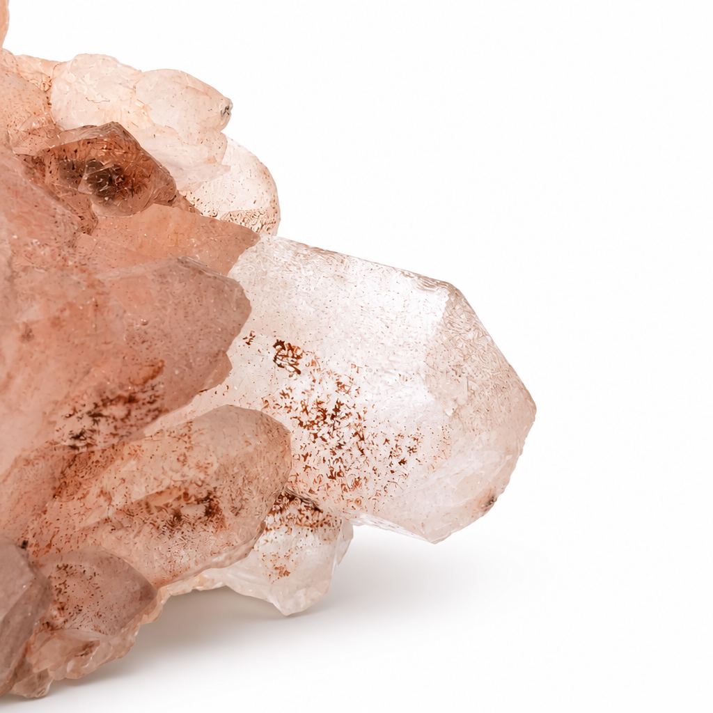 Top view of the mini Pink Samadhi Quartz cluster showing dense radiating formation