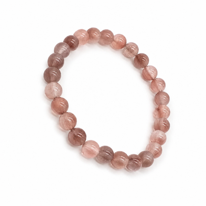 Rabbit hair quartz bracelet on a white background