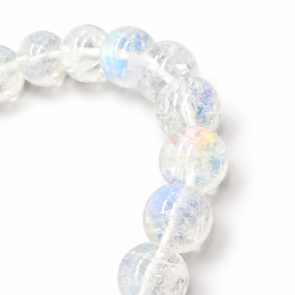Handmade high-grade Madagascar Rainbow Moonstone pure crystal statement bracelet by Aura Lune