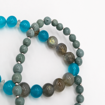 Handmade Amazonite nephrite jade dreamcatcher designer crystal bracelet by Aura Lune
