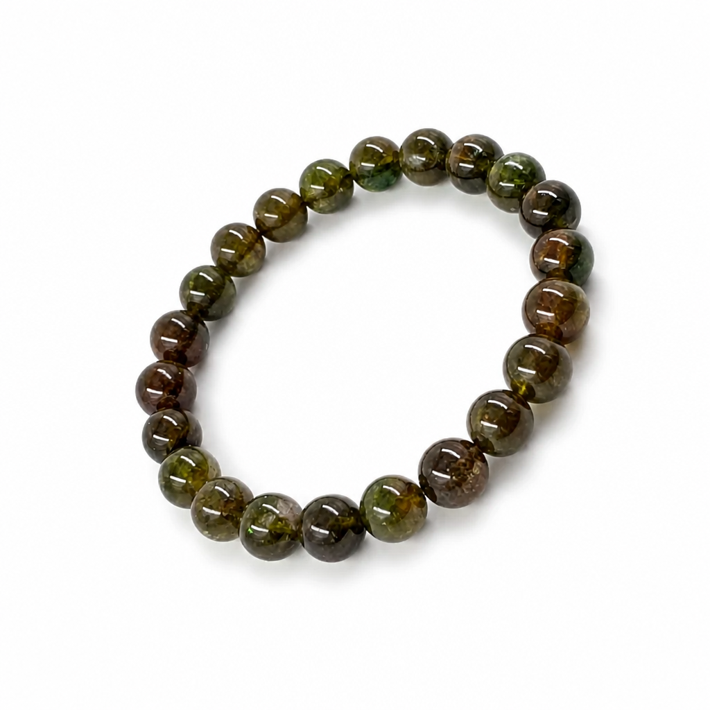 Full bracelet circle of Green Tourmaline Verdelite showing even colour and clarity