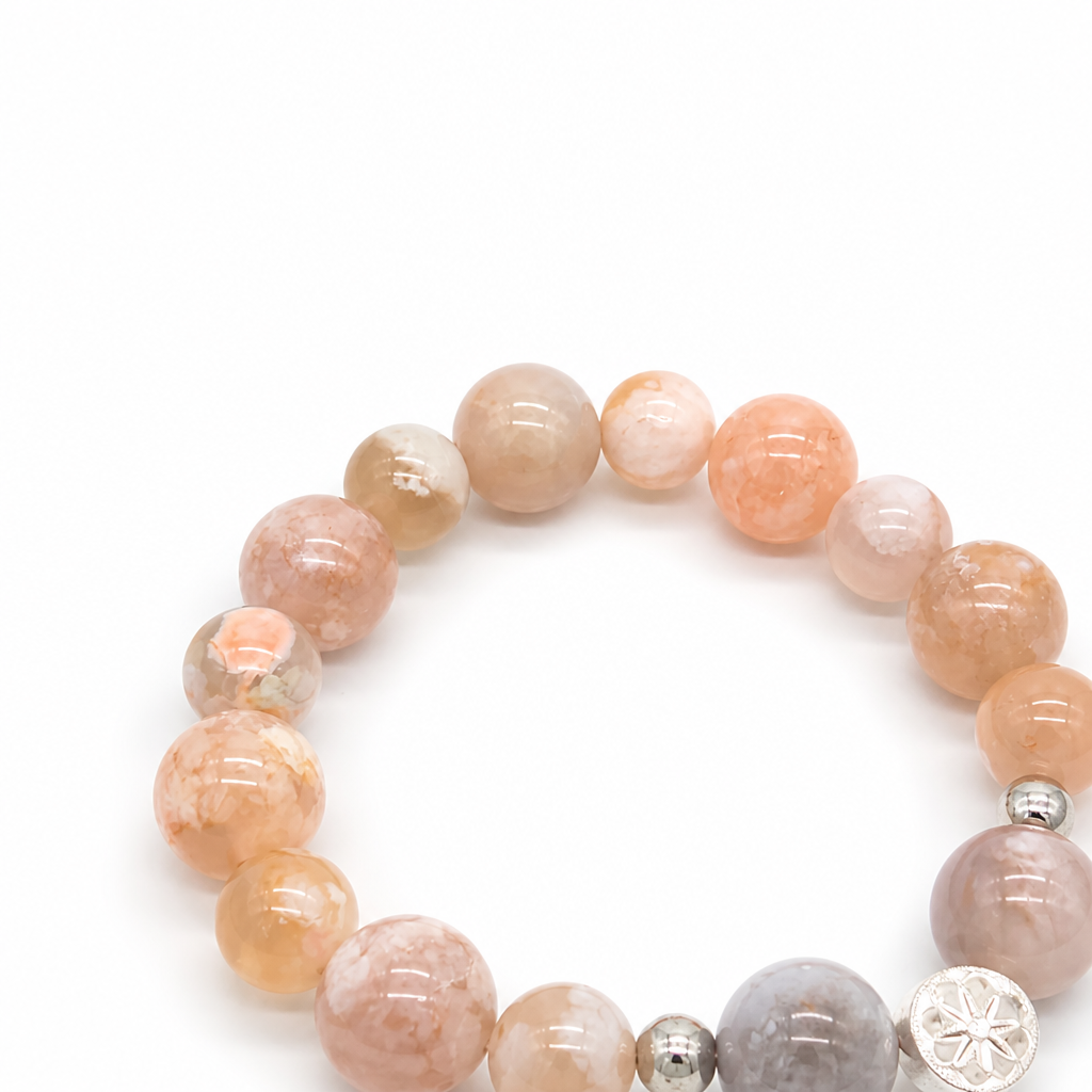 Handmade flower agate statement bracelet by Aura Lune