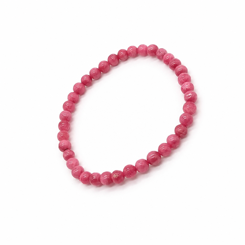Rhodonite bracelet shown from the side