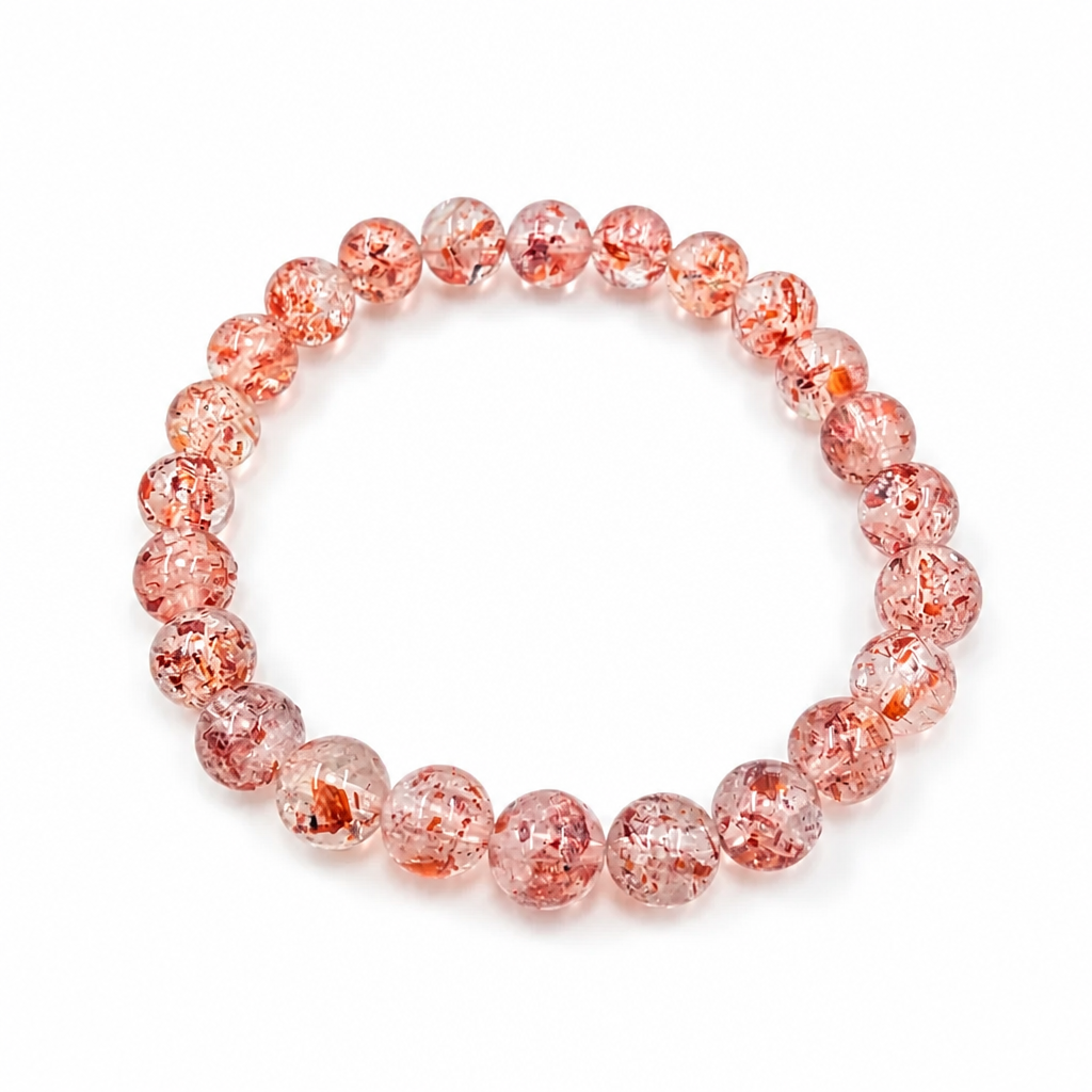 Strawberry Super 7 bracelet shown from the side