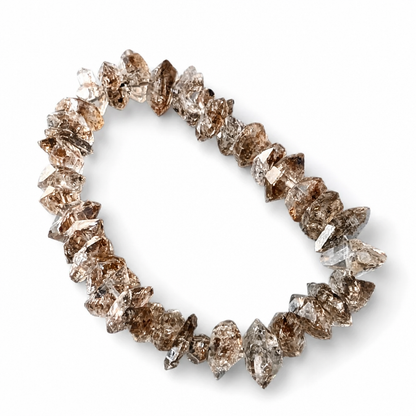 Herkimer-style double-terminated quartz bracelet in freeform 12mm crystals