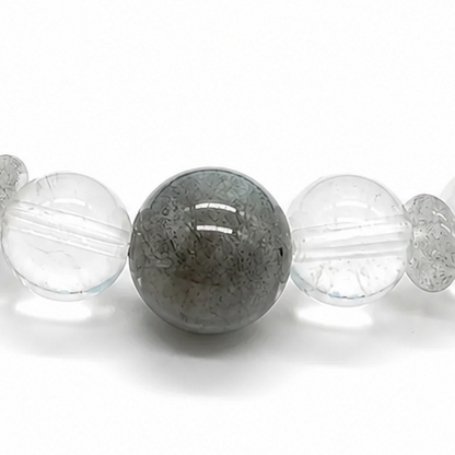 Labradorite inner blue flash visible alongside jade and Amazonite in the Verdant Voyager bracelet