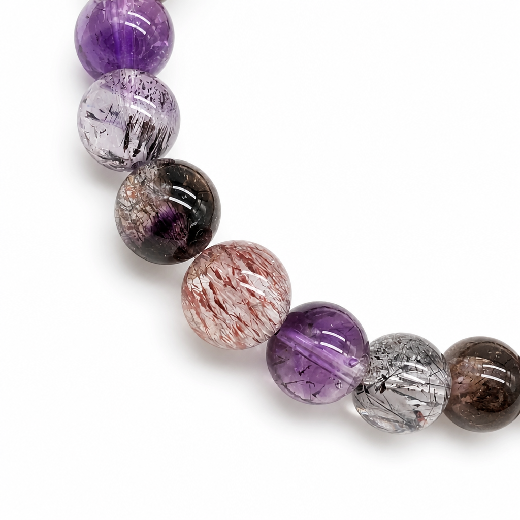 9mm ultra-clear Super 7 beads on elastic cord