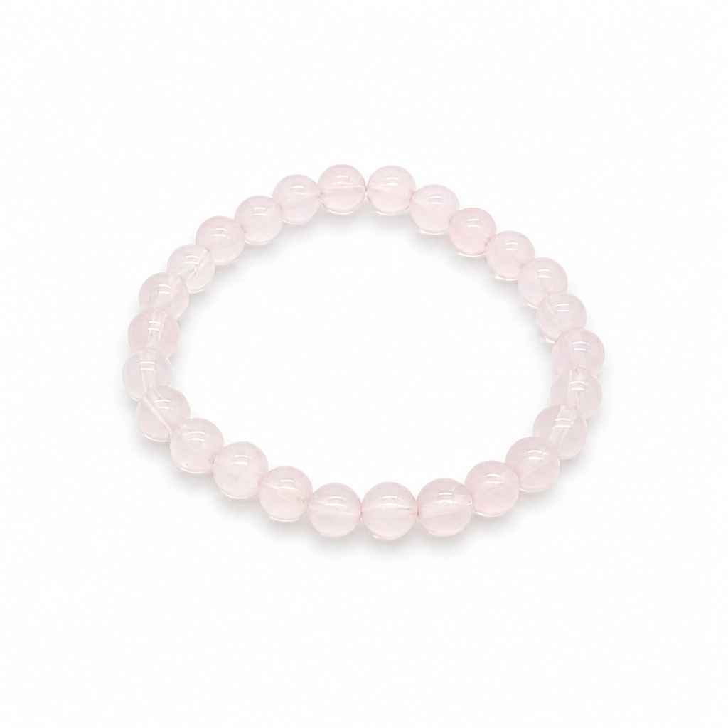 Star Rose Quartz bracelet Style B with soft lavender-pink Madagascar beads and visible asterism